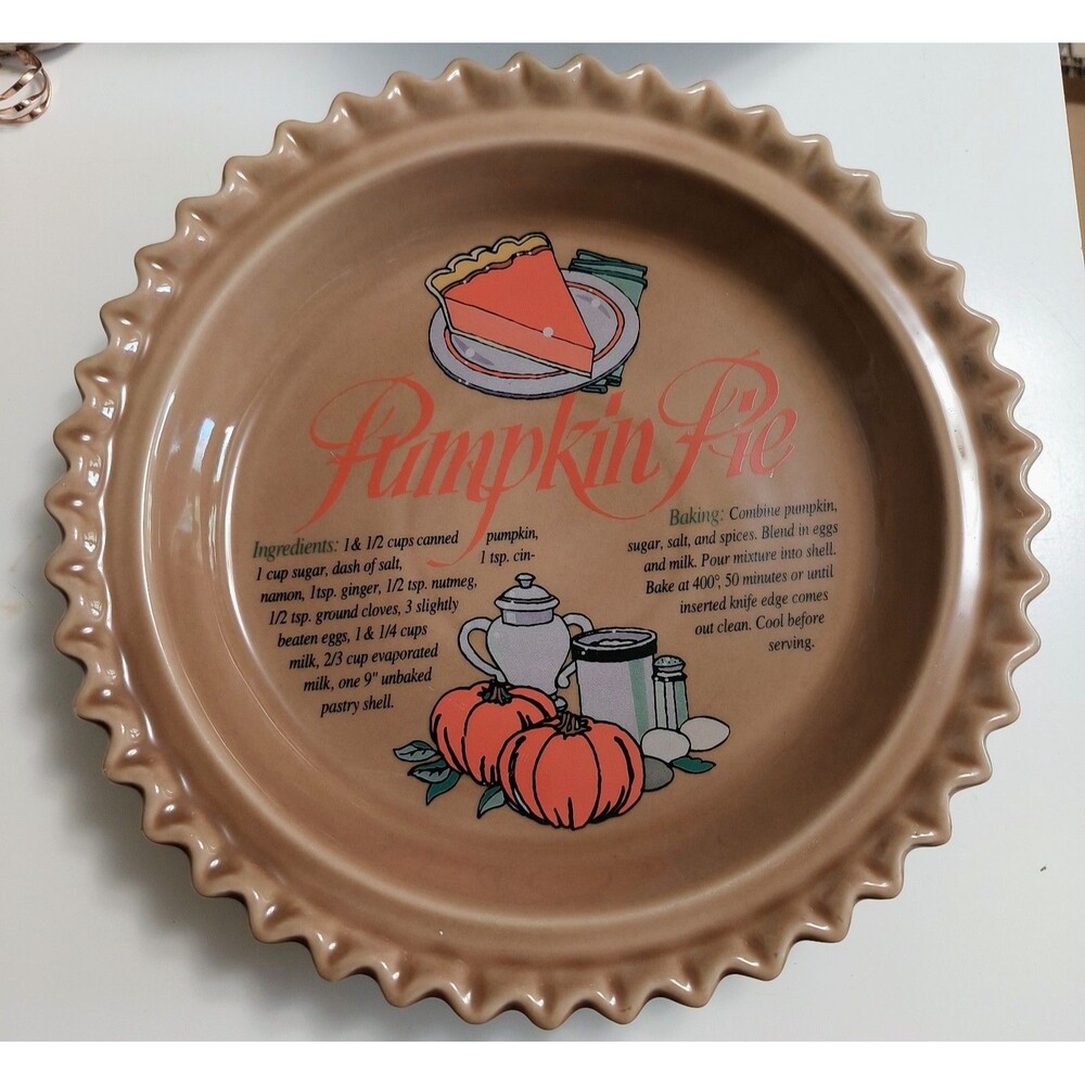 Vintage Pumpkin Pie Recipe Plate Ceramic Baking Dish Universal Trumps